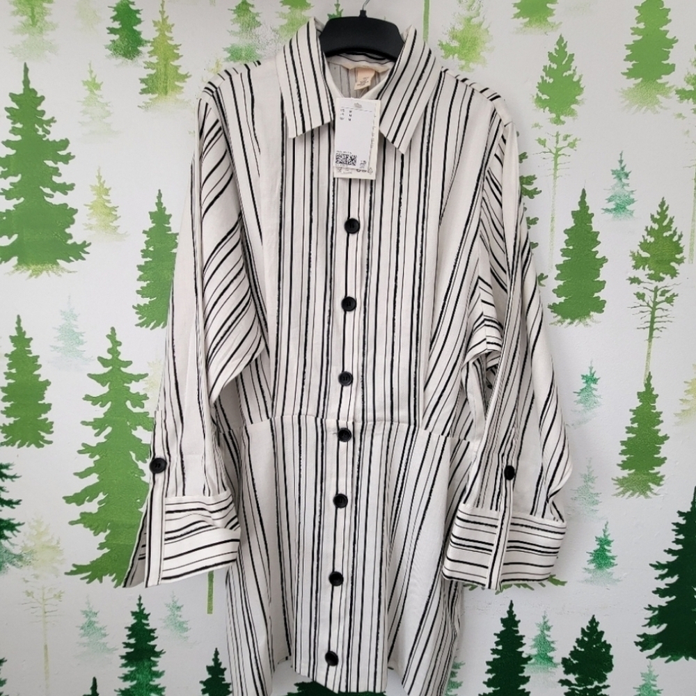 New H&M Linen Blend Shirt Dress.